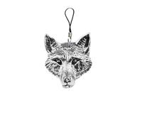 A72 Fox Head English Pewter Emblem Mobile Phone Charm, 4cm Cord, Gift Packed