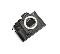 A7R IV Case, Zakao Handmade Genuine Real Leather Half Camera Case Bag Cover for Sony Alpha A7R IV Bottom Opening Version With Hand Strap (Black)