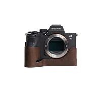 A7S III Case, Zakao Handmade Genuine Real Leather Half Camera Case Bag Cover for Sony Alpha A7S III A7S3 A7SM3 Bottom Opening Version With Hand Strap (Coffee)