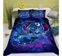 (A8, 2pcs(135X200cm)) Stitch 3d Printed Bedding Set Duvet Cover Quilt Cover Pillowcase Kids Gift