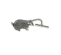 A8 Badger Made From Fine English Pewter on a Tack Tie Pin With Chain