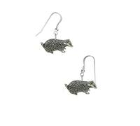 a8 Badger Made from fine English pewter with Sterling Silver 925 Stamped Hook Earrings