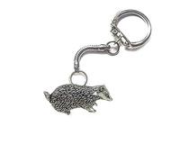 A8 Badger made of fine English Pewter on a snake keyring Handmade with prideindetails gift packed handmade in sheffield