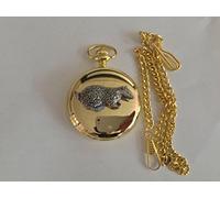 A8 Badger polished gold case mens GIFT quartz pocket watch fob made in sheffield