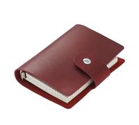 A8 Leather Pocket Notebook - Mini Cowhide Diary with Dot & Grid Pages, Refillable Loose-Leaf Notebook, Smooth Texture for Journaling, Planning, Sketching, Travel (Red)