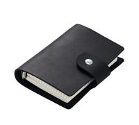 A8 Leather Pocket Notebook - Mini Cowhide Diary with Dot & Grid Pages, Refillable Loose-Leaf Notebook, Smooth Texture for Journaling, Planning, Sketching, Travel (Black)