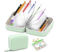 A8 Pill Organiser Set with 7 Colour-Coded Pouches, Waterproof, Reusable, Zippered Binder Design, 7-14 Day Travel Medicine Storage (Green)