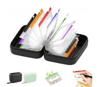 A8 Waterproof Pill Organiser Pouch Set with 14 Color-Coded Bags, PU Shell | Metal Loose Leaf Ring Installation, Dual Mesh Pockets, Portable 7-14 Day Zip Lock Pill Pouch for Travel, Work & Flight
