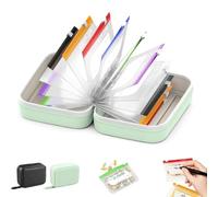 A8 Waterproof Pill Organiser Pouch Set with 14 Color-Coded Bags, PU Shell | Metal Loose Leaf Ring Installation, Dual Mesh Pockets, Portable 7-14 Day Zip Lock Pill Pouch for Travel, Work & Flight