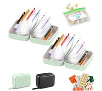 A8 Waterproof Pill Organizer Set with 14 Color-Pill Pouches, Reusable Travel Medicine Organizer, 7-14 Day Travel Pill Organizer, for Fish Oils,Vitamins (2pcs-Green)