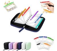 A8 Waterproof Pill Organizer Set with 7/14 Color-Pill Pouches,Large Weekly Travel Medicines Organizer,Portable Reusable Binder Design Zippered,7-14 Day Pill Pouch for Fish Oils Vitamins-Blue 7 pcs