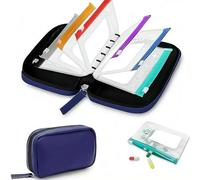 A8 Waterproof Pill Organizer Set with 7 Color-Pill Pouches,Large Weekly Travel Medicine Organizer,7-14 Day Travel PillOrganizer,Portable Reusable Binder Design Zippered Pill Storage for Fish Oils