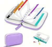 A8 Waterproof Pill Organizer Set with 7 Color-Pill Pouches, Large Weekly Travel Medicine Organizer, 7 Day Travel Pills Organizers, Portable Reusable Binder Design Zippered Pill Storage