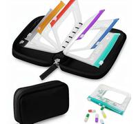 A8 Waterproof Pill Organizer Set with 7 Color-Pill Pouches, Large Weekly Travel Medicine Organizer, 7 Day Travel Pills Organizers, Portable Reusable Binder Design Zippered Pill Storage