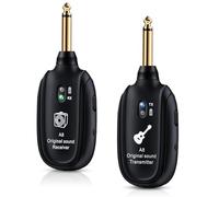 A8 Wireless Guitar Transmitter Receiver System, 2.4GHz Rechargeable, 24-bit/48KHz Audio, Low Latency <4ms for Electric Guitar & Bass, Wireless Audio Transmitter & Receiver (A8(1TX+1RX))