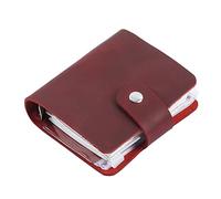 A9 Genuine Leather Journal, Red Handmade Leather Pocket Size Binder Planner, Mini Vintage Leather Planner, 120 Sheets Pages, Loose Leaf 3-Ring with Snap Button Closure (Red)