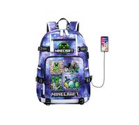 (A9) Minecraft Printed Pattern Student Backpack Large Capacity Travelling Shoulder Bag