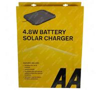 AA 12 V Car Solar Battery Trickle Charger, AA1432 - for Vehicles and Caravans - Battery Connectors Included, Solar 4.8W, Black
