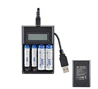 AA AAA Battery Charger | 4 Slots High Speed Rechargeable Battery Charger with Smart LCD Display | Compatible with 1.2V NiMH AA/AAA Rechargeable Batteries for Home, The Official