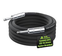 AA AUDIO ACCESSORY 12 AWG Speaker Cable 1m, Nylon Braided, Kevlar-Reinforced, Noiseless Design Triple(2 OFC&Al-Foil) Shielded 1/4 Inch Lead Guitar Amp Head to Cabinet Cable for Marshall Boss Cab&Head