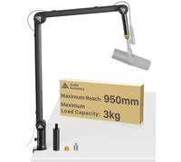 AA AUDIO ACCESSORY for Shure SM7B, SM7dB, MV7 | Never-Sag Mic Boom Arm, Extra-Long 950mm Reach, 3KG Load Capacity, Gear-Lock Suspension, Tall Microphone Stand Desk Mount for Blue Yeti, Rode Heavy Mics