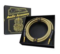 AA AUDIO ACCESSORY Gold Series Guitar Cable 10 ft (Gold-Plated Neutrik Connectors) 16 AWG & Conductive PVC, Kevlar Reinforced Braided 1/4 Instrument Cord for Electric Guitar Amp Bass, 100% Shielded