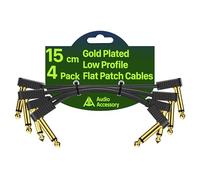 AA AUDIO ACCESSORY Guitar Patch Cables 15cm 4 Pack, Gold-Plated Connectors, Low Profile Flat Patch Cables for Guitar Pedals, Ultra Compact Kevlar Reinforced 6.35mm TS Patch Leads 100% OFC Shielding