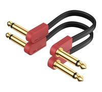 AA AUDIO ACCESSORY Kevlar Reinforced Guitar Patch Cables 15cm 2-Pack, Built-to-Last, Low Noise Quad-Layer Shielded, Gold-Plated Flat Ribbon Guitar Pedal Lead for BOSS MXR Behringer EBS Effect, Red