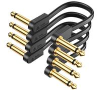 AA AUDIO ACCESSORY Kevlar Reinforced Guitar Patch Cables 15cm (6 Inch) 4-Pack, Built-to-Last, Low Noise Quad-Layer Shielded, Gold-Plated Flat Ribbon Guitar Pedal Lead for BOSS MXR Behringer EBS Effect