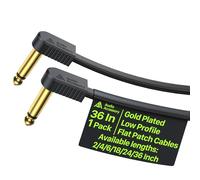 AA AUDIO ACCESSORY Kevlar Reinforced Guitar Patch Cables 90cm (36 Inch), Built-to-Last, Low Noise Quad-Layer Shielded, Gold-Plated Flat Ribbon Guitar Pedal Lead for BOSS MXR Behringer EBS Effect