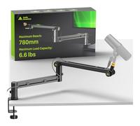 AA AUDIO ACCESSORY Low Profile Boom Arm (Design for Heavy Mic) 3KG Load Capacity, Stable Gear Lock Structure Never Sags, Metal Microphone Stand Desk Mount for Shure SM7B MV7+, Blue Yeti,Rode PodMic