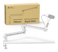 AA AUDIO ACCESSORY Mic Boom Arm (Design for Heavy Mic) 3KG Load Capacity, 950mm, Gear Lock Design, Suspension Scissor Microphone Stand Desk Mount for Shure SM7B MV7, Blue Yeti, Rode PodMic, White