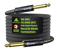 AA AUDIO ACCESSORY Pro Series Guitar Cable 1 m, Gold-Plated Neutrik REAN Connector, 18 AWG 99.99% OFC, Low Capacitance Straight to Straight 6.35mm Guitar Lead for Fender Electric Guitar