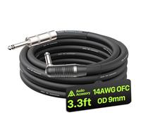 AA AUDIO ACCESSORY REAN by Neutrik Right Angle Speaker Cable 1m, 14 AWG 1/4" TS Mono, Kevlar-Reinforced 99.99% OFC, Noiseless Dual Shielded Amp Head to Cabinet Cable for Marshall Boss Orange EVH