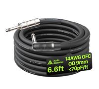 AA AUDIO ACCESSORY REAN by Neutrik Right Angle Speaker Cable 2m, 14 AWG 1/4" TS Mono, Kevlar-Reinforced 99.99% OFC, Noiseless Dual Shielded Amp Head to Cabinet Cable for Marshall Boss Orange EVH