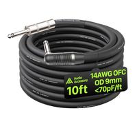 AA AUDIO ACCESSORY REAN by Neutrik Right Angle Speaker Cable 3m, 14 AWG 1/4" TS Mono, Kevlar-Reinforced 99.99% OFC, Noiseless Dual Shielded Amp Head to Cabinet Cable for Marshall Boss Orange EVH