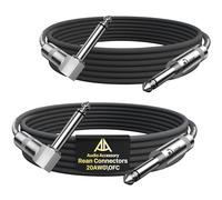 AA AUDIO ACCESSORY Right Angle Guitar Cable 2m 2 Pack, Nylon Braided Anti-Kinking Kevlar-Reinforced, 20 AWG 99.99% OFC 1/4 Instrument Cable, AL & OFC Shielded Guitar Lead for Fender Electric Guitar