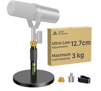 AA AUDIO ACCESSORY Short Mic Stand Desk, Ultra Low 12.7cm Adjustable, 3kg Load Capacity, Fit Tall&Heavy Mic, All-Metal Desktop Microphone Stand for Shure SM7B SM7dB MV7+ Rode PodMic Elgato Yeti Samson