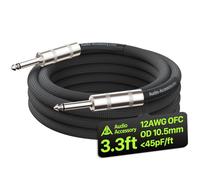 AA AUDIO ACCESSORY Speaker Cable 1/4 inch 1M, 12 AWG 10.5mm Kevlar Nylon Braided Guitar Speaker Cable, Low Capacitance <45pF/ft Triple Shielded Amp Head to Cabinet Cord for Marshall Boss Orange EVH