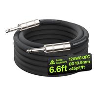AA AUDIO ACCESSORY Speaker Cable 1/4 inch 2M, 12 AWG 10.5mm Kevlar Nylon Braided Guitar Speaker Cable, Low Capacitance <45pF/ft Triple Shielded Amp Head to Cabinet Cord for Marshall Boss Orange EVH