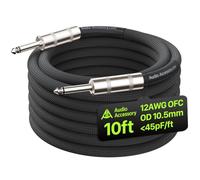 AA AUDIO ACCESSORY Speaker Cable 1/4 inch 3M, 12 AWG 10.5mm Kevlar Nylon Braided Guitar Speaker Cable, Low Capacitance <45pF/ft Triple Shielded Amp Head to Cabinet Cord for Marshall Boss Orange EVH