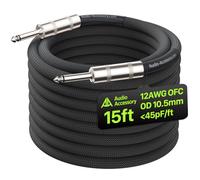 AA AUDIO ACCESSORY Speaker Cable 1/4 inch 4.5M, 12 AWG 10.5mm Kevlar Nylon Braided Guitar Speaker Cable, Low Capacitance <45pF/ft Triple Shielded Amp Head to Cabinet Cord for Marshall Boss Orange EVH