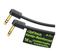 AA AUDIO ACCESSORY TRS Patch Cable 45 cm, Gold-Plated Flat Ribbon Stereo Guitar Patch Cable, Built-to-Last Noiseless Quad-Layer Shielded, Kevlar-Reinforced TRS Pedal Cable for BOSS MXR EBS Behringer