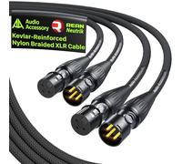 AA AUDIO ACCESSORY XLR Cable 3M 2 Pack, Gold-Plated Neutrik REAN Connector, Kevlar-Reinforced Nylon Braided Microphone Cable, Noiseless Balanced XLR Male to Female Mic Lead for Shure