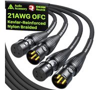 AA AUDIO ACCESSORY XLR Cable 3M 2Pack, Kevlar-Reinforced Nylon Braided Microphone Lead, Gold-Plated Neutrik REAN Connector, Balanced Male to Female Mic Lead for Shure/RØDE/Roland Mic,Amp,Mixer,Speaker