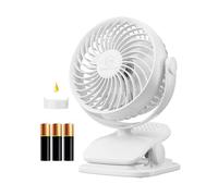 AA Battery Powered Clip on Fan with 4-Speed, 5’’ Small Desk Fan with Aroma Function, USB Powered, 360°Rotation, Ultra Quiet, for Golf Cart, Stroller, Bedroom,Car(Batteries Not Included) (White)