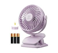 AA Battery/USB Powered Clip Fan (Batteries Not Included) ,5'' Small Personal Fan for Dorm with Aroma Function, 4-Speed Quiet Fan with 360° Rotation for Desk, Stroller, Camp, Golf Cart (Purple)