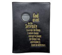 AA Big Book Cover with Serenity Prayer and Coin Holder (Black)
