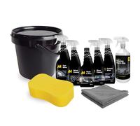 AA Cleaning Kit 5x 750ml Of Cockpit Shine, Glass Cleaner & Tyre Shine, 1L Waterless Wash And Wax, Jumbo Car Sponge, 2 Microfibre Cloths, 10L Bucket