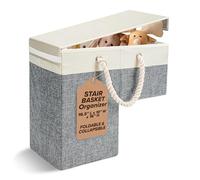 AA deLuxe | Stair Basket Organizer for Carpeted Stairs & Wooden Staircase. Versatile Sturdy Storage Bag for Climbing, Laundry, Shoe & Decor with Top Lid. Space-Saving Storage for Home Organization!